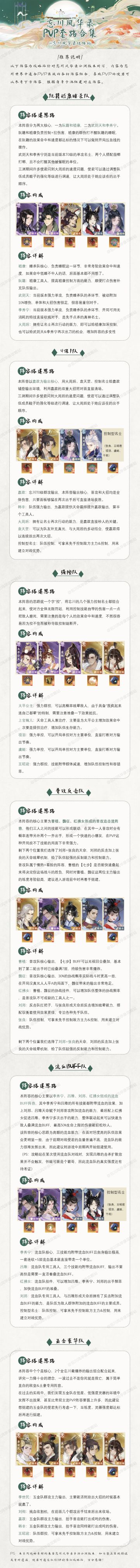 《忘川风华录PVP套路阵容合集》