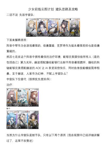少女前线：云图计划攻略（旧历）第二篇：基础建队思路和攻略