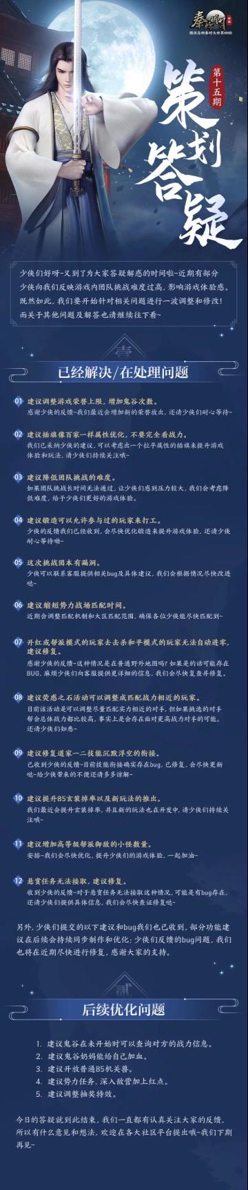 策划答疑第十五期更新：少侠有何高见，请赐教~