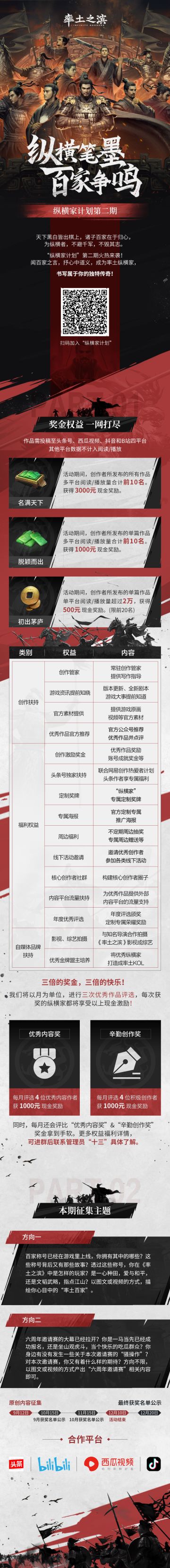 纵横笔墨，百家争鸣，“纵横家计划”第二期奖金加倍，火热来袭！