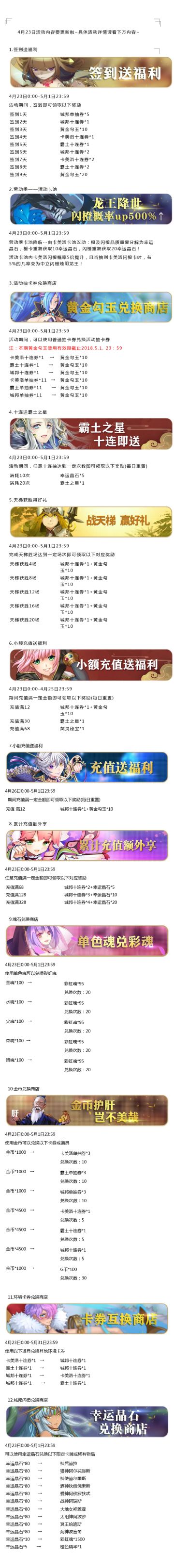 龙王降世，劳动节卡池上线