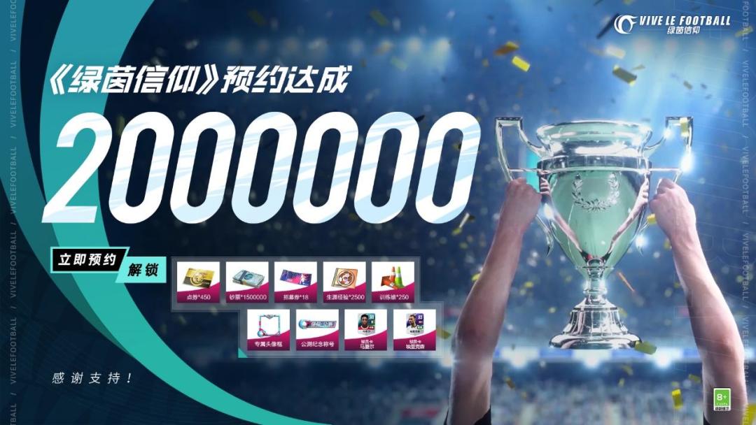 200万预约达成！《绿茵信仰》热爱集结奖励丰厚截图