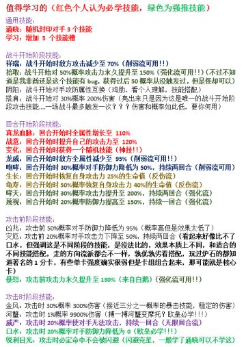 技能攻略总结和个人观点，求精！
