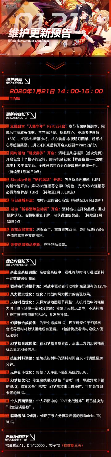 【更新预告】1月21日版本更新预告！