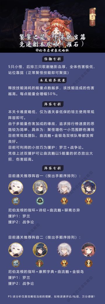 饕餮之筵·千年祝岁篇竞速副本攻略（摧石）