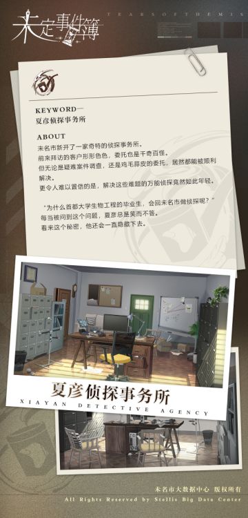 【未名市指南】KEYWORD - 夏彦侦探事务所