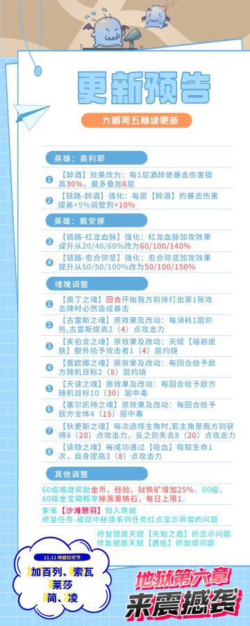 【公告】11月第2周 更新预告