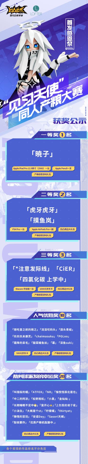 「首发感恩祭——“见习天使”同人产粮大赛」获奖公示
