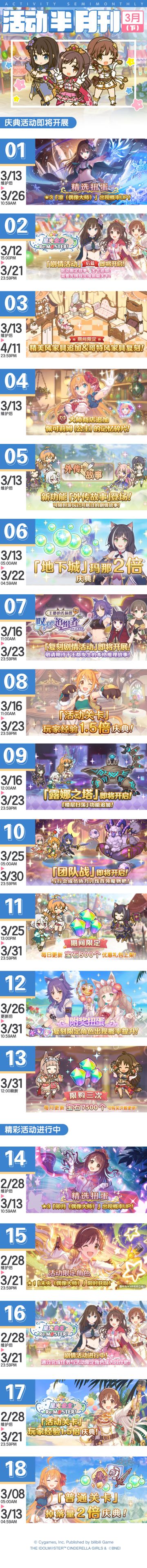 三月下旬常规活动开展预告