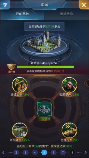 军事坦克类题材手游《迷你装甲》成长之路之繁荣系统