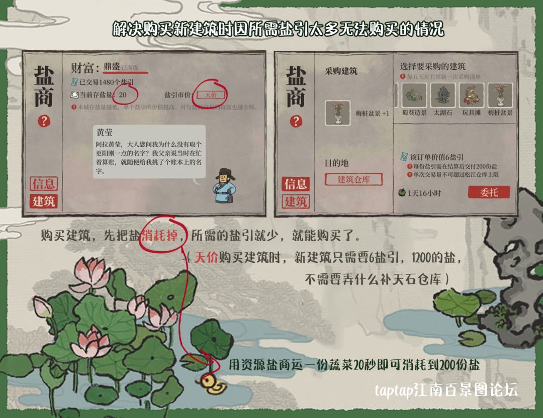 【盐商攻略】【松江攻略】解决购买新建筑时因所需盐引太多无法购买的情况截图