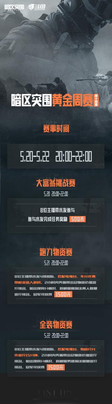 【赛事】暗区突围&斗鱼第十四周黄金周赛正式上线，快来做任务赢Q币京东卡