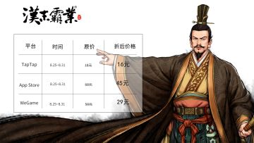 【福利】庆祝《汉末霸业》内购版8月27日公测，限时打折即将开启！