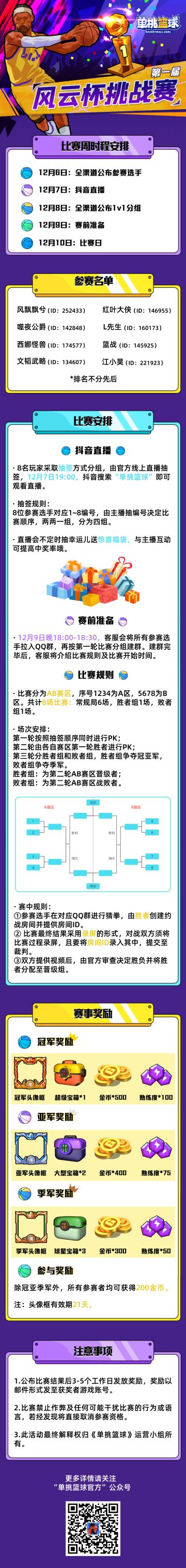 赛事喇叭 | 风云杯挑战赛参赛选手公布！