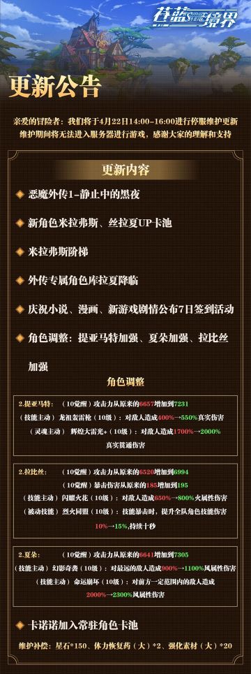 4月22日14:00-16:00停服维护更新公告