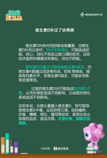【冷知识】维生素D补过了也得病