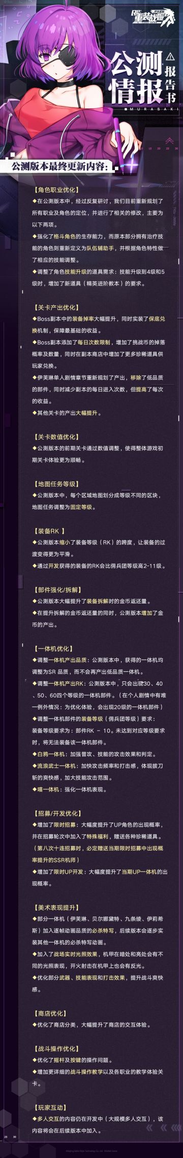 《重装战姬》公测情报-报告书