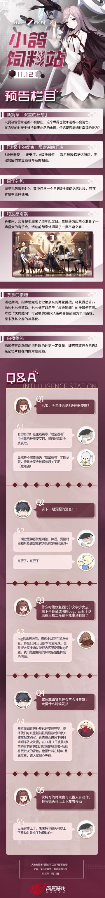 小鸽饲料站 | 周年庆最新情报公开，「奈奈的馈赠」送77抽！