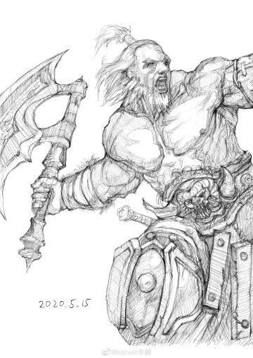 利用软件临摹了一个暗黑破坏神里的野蛮人原画