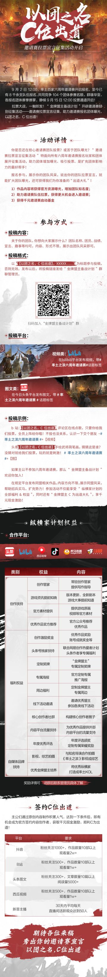 秀出宣言，给你投票！以团之名，C位出道！邀请赛拉票宣言征集活动开启