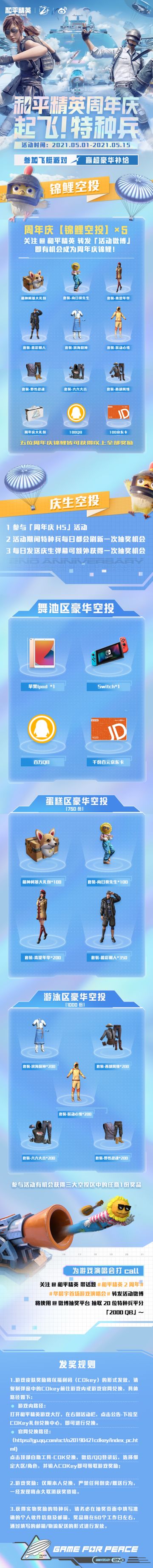 千套稀有皮肤免费领丨来微博领庆生补给，当空投锦鲤！