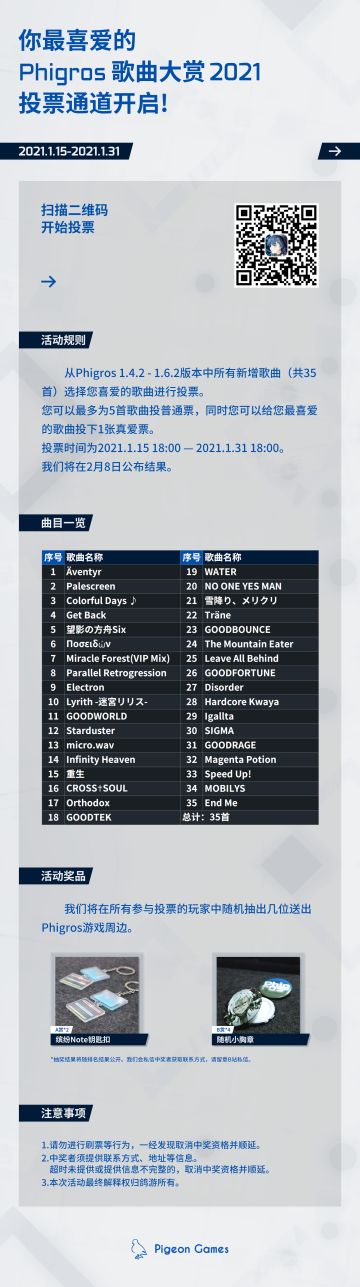 你最喜爱的Phigros歌曲大赏「2021」