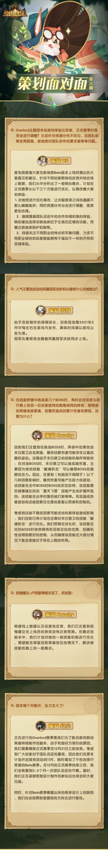 【策划面对面】第六期：近期热点解答与进度同步