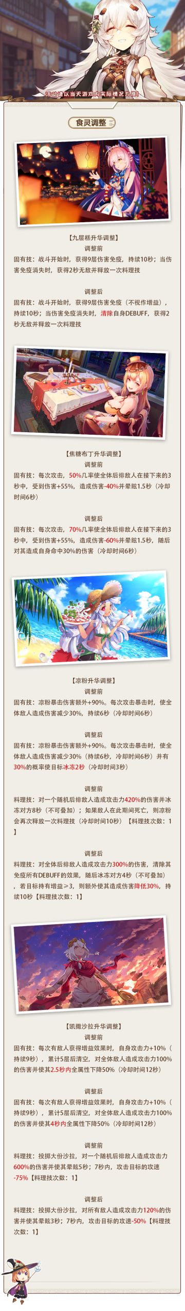 公告 | 九层糕&焦糖布丁&凉粉&凯撒沙拉升华调整！