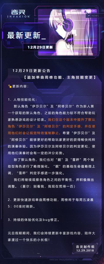 12月29日更新公告