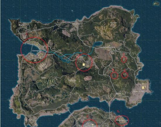 《绝地求生》跳伞地点推荐截图