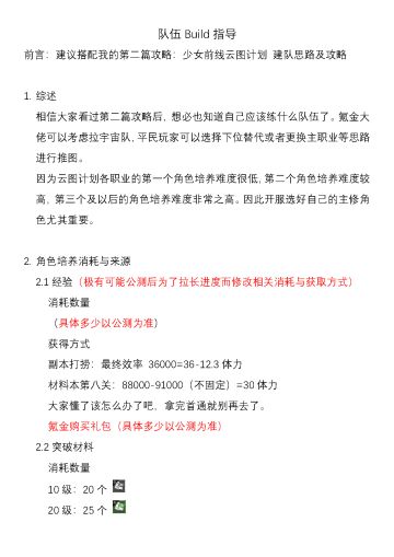少女前线：云图计划攻略（旧历）第四篇：进阶队伍Build指南