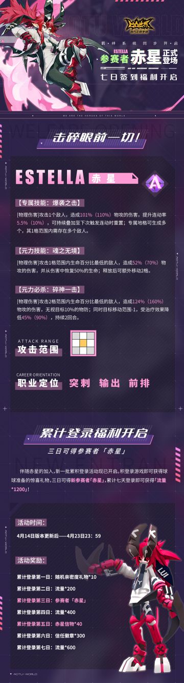 【现已开服】参赛者赤星正式登场，七日登录福利开启