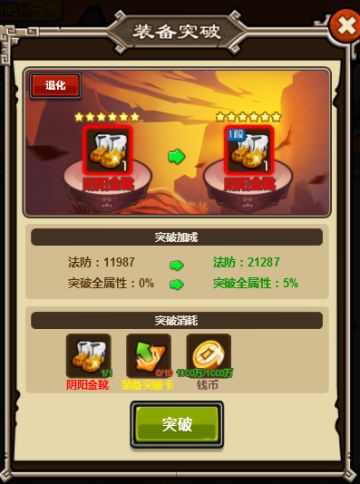 《泡面三国》装备突破介绍