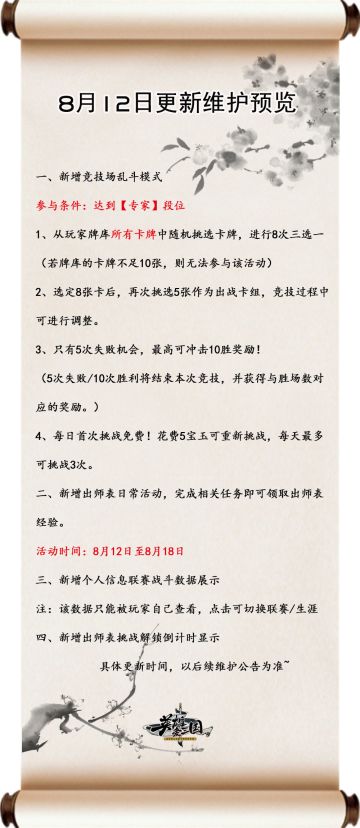 【8.12更新维护预览】