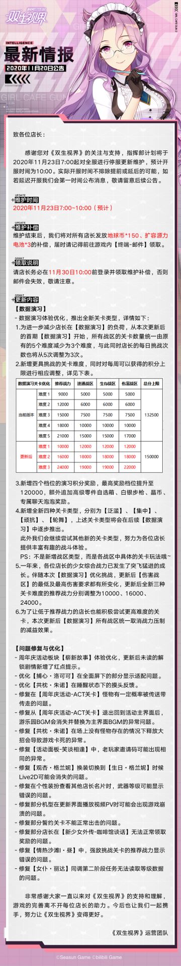 【双生视界】11月23日维护公告