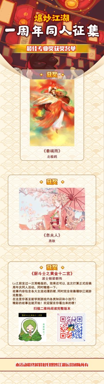 爆炒江湖同人征集评选-最佳专业奖公布