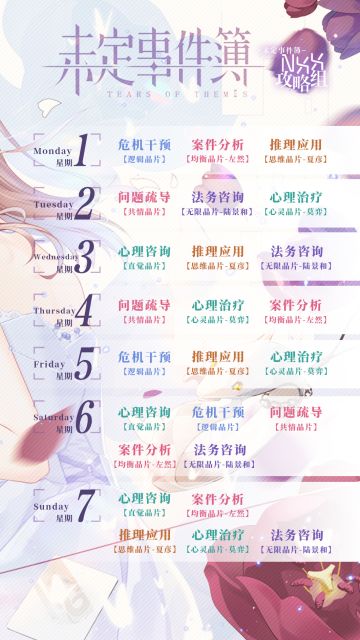 【副本关卡日程表壁纸版】 