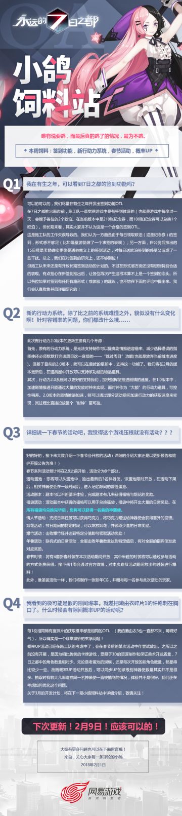 7日之都小鸽饲料站 (本周饲料：签到功能、新行动力系统、春节活动、概率UP)
