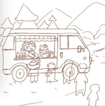 叮叮当 线稿小曝光。。。寻宝藏也要把自己种的水果和自造饮料卖一番。。。。哈哈哈哈