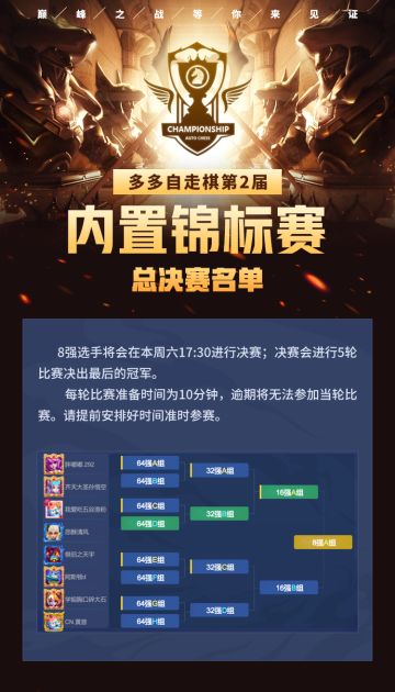 【锦标赛8强】周六17：30！各位冲鸭！
