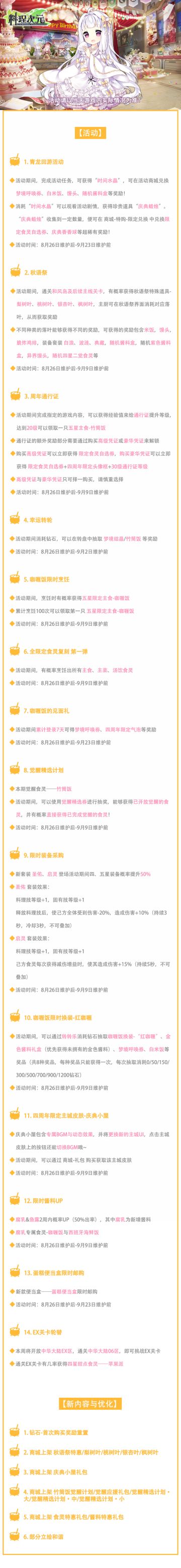 《料理次元》四周年庆正式开启~