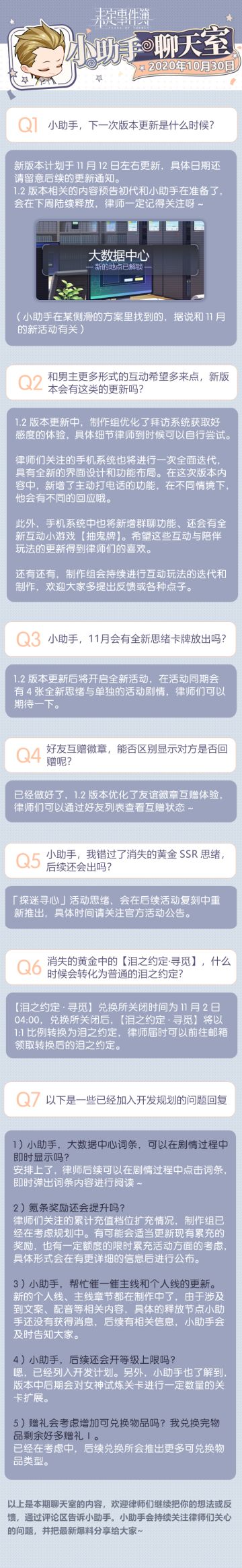 《未定事件簿》小助手的聊天室第五期