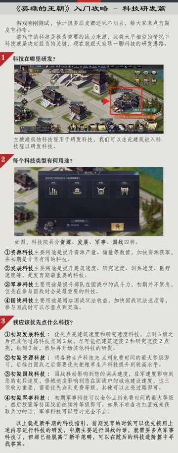 【图穷“秘”见】《英雄的王朝》入门攻略-科技研发篇