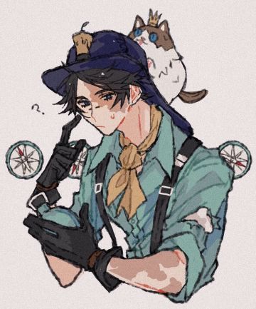 #角虫的腿部挂件#穿衬衫的勘探员和戴皇冠的喵（源：@kuroneko0309252）