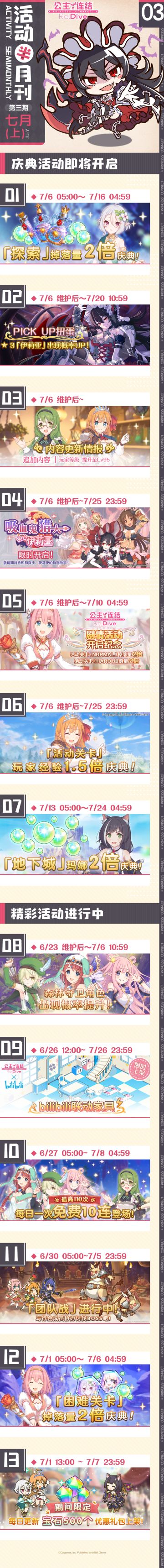 七月上旬常规活动预告