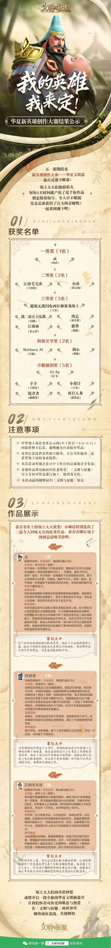 获奖公示 | 我的英雄我来定！华夏英雄创作大赛最终结果发表！