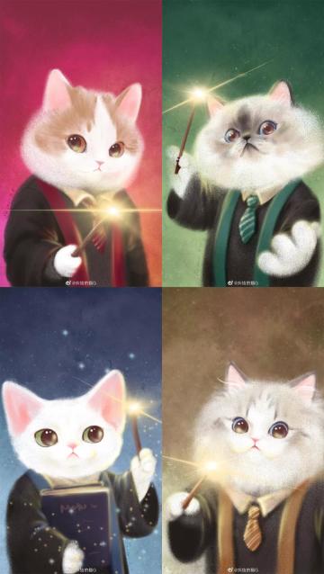 霍格沃茨日常丨四大学院猫猫巫师集合！