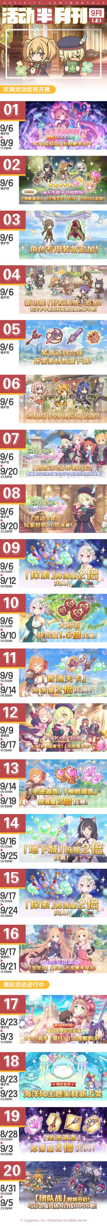 九月上旬常规活动开展预告