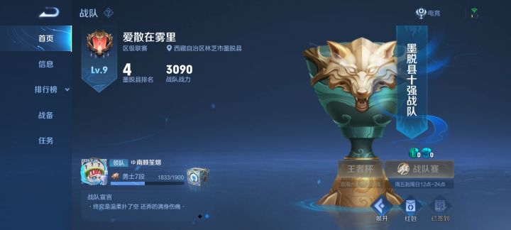 战队收人截图