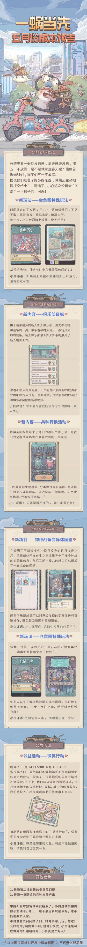 Lets go！一蜗当先的五月份版本预告!